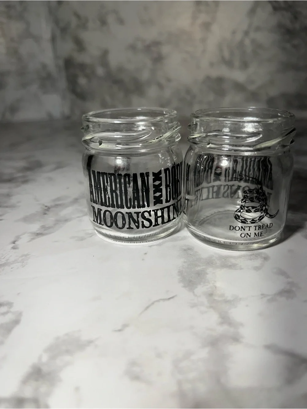 American Moonshine mini mason jar shot glasses set of 2 Don’t tread on me